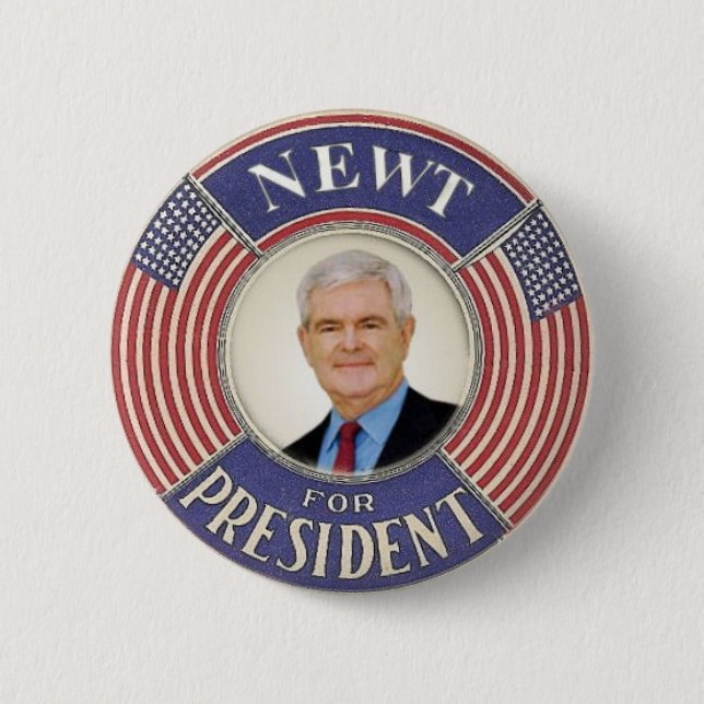 Badge Rond 5 Cm Bouton 2012 de Newt Gingrich (Devant)