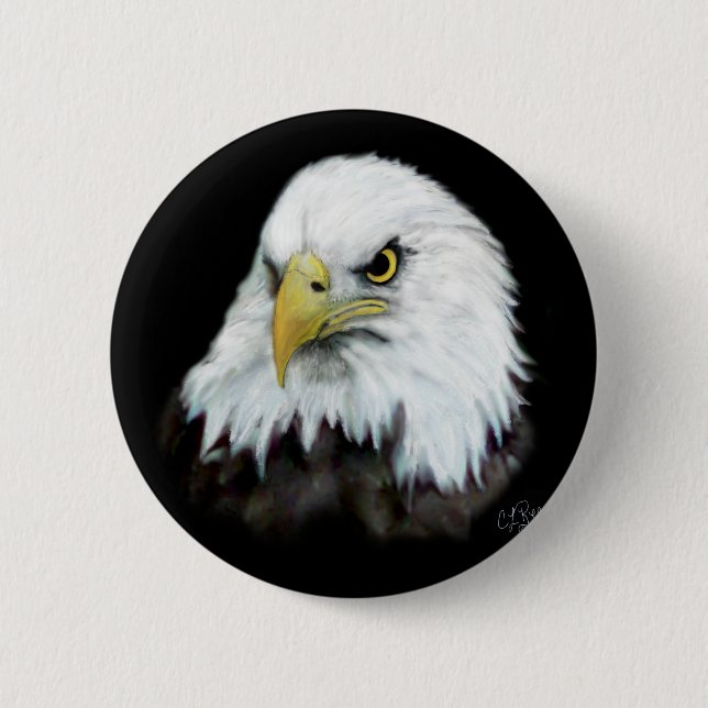 Badge Rond 5 Cm Bouton 2 d'Eagle chauve (Devant)