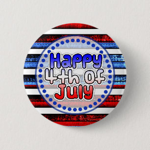 Badge Rond 5 Cm Bouton 4 juillet Bleu Bleu Bleu Joyeux