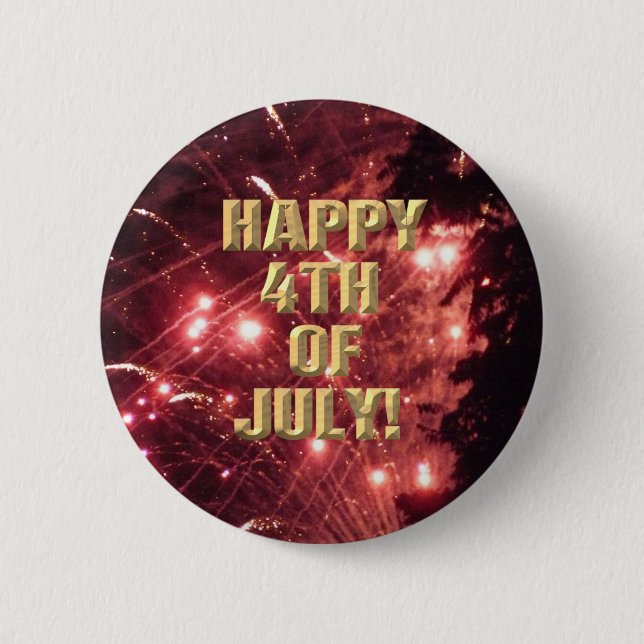 Badge Rond 5 Cm Bouton 4 juillet Fireworks 3 (Devant)
