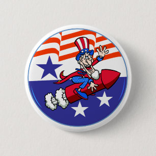 Badge Rond 5 Cm Bouton 4 juillet Oncle Sam