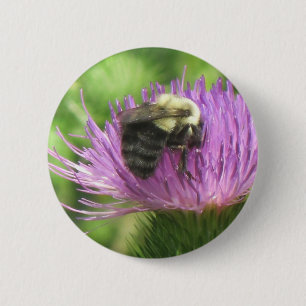 Badge Rond 5 Cm Bouton Abeille et chardon