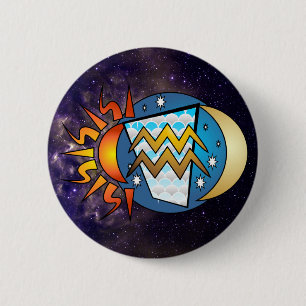 Badge Rond 5 Cm Bouton abstrait de Verseau