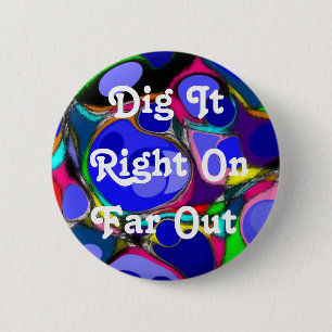 Badge Rond 5 Cm Bouton Abstrait des années 60 rétro