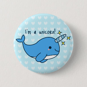 Badge Rond 5 Cm Bouton adorable de Kawaii Narwhal