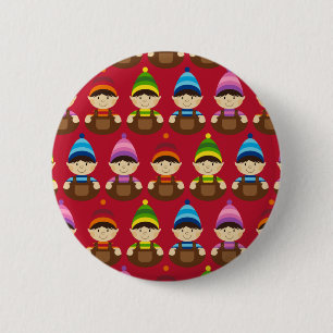 Badge Rond 5 Cm Bouton adorable de Noël d'elfes