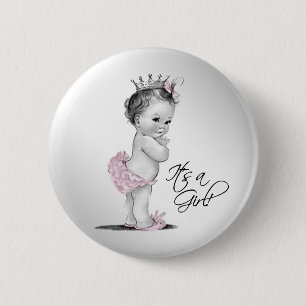 Badge Rond 5 Cm Bouton Adorable Rose Princesse C'est une Fille