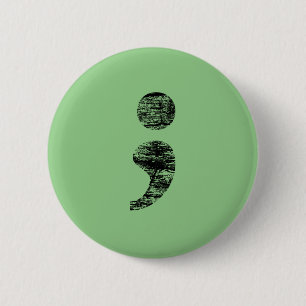 Badge Rond 5 Cm Bouton affligé de point-virgule