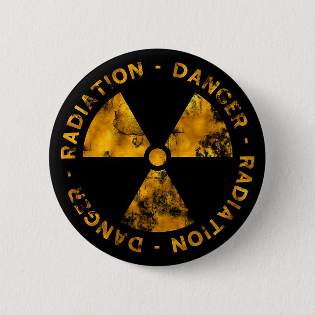 Badge Rond 5 Cm Bouton affligé de symbole de rayonnement (Devant)