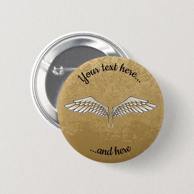 Badge Rond 5 Cm Bouton Ailes beiges (Devant & derrière)