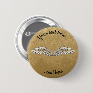 Badge Rond 5 Cm Bouton Ailes beiges