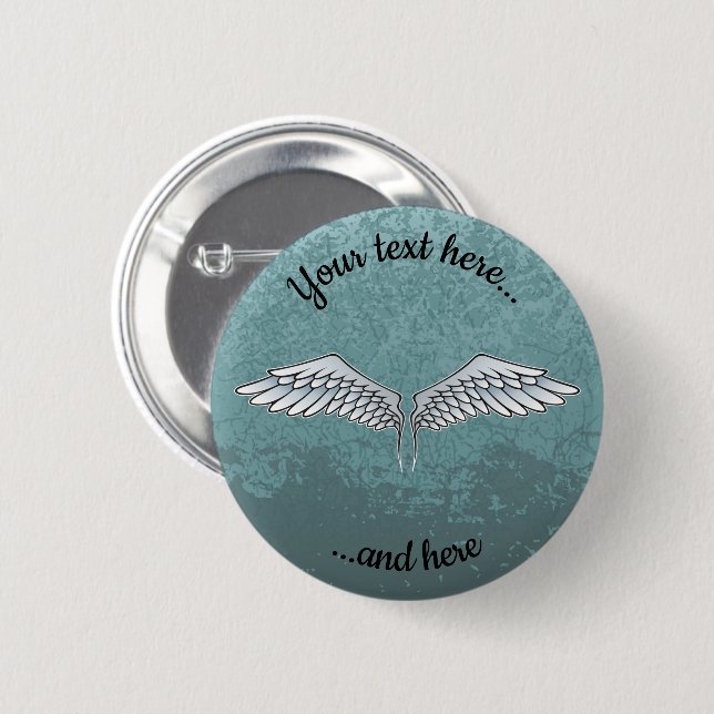 Badge Rond 5 Cm Bouton Ailes gris bleu (Devant & derrière)