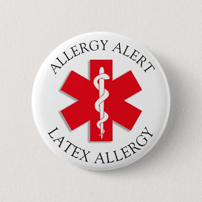Badge Rond 5 Cm Bouton Alerte allergique LATEX sévère (Devant)