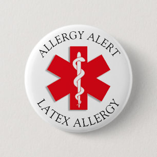 Badge Rond 5 Cm Bouton Alerte allergique LATEX sévère