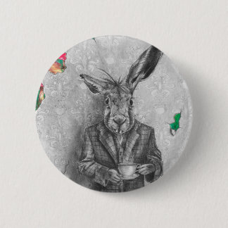 Badge Rond 5 Cm Bouton Alice de lièvres de mars dans le Pin de