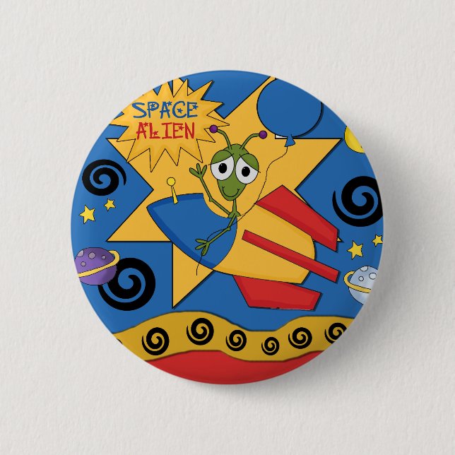 Badge Rond 5 Cm Bouton Alien Espace (Devant)