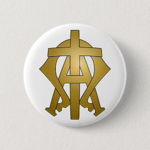 Badge Rond 5 Cm Bouton Alpha et Oméga