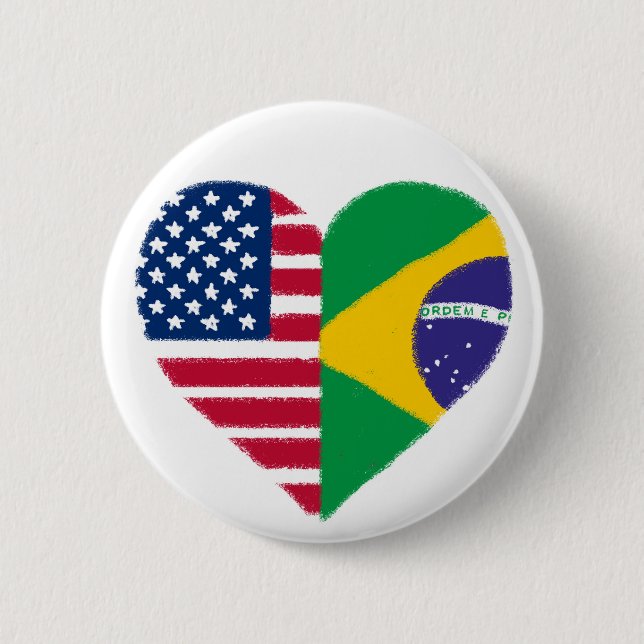 Badge Rond 5 Cm Bouton Amour Américain Brésilien (Devant)