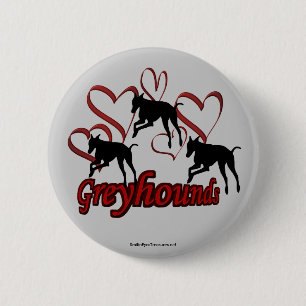 Badge Rond 5 Cm Bouton Amoureux des chiens Silhouette des Coeurs G