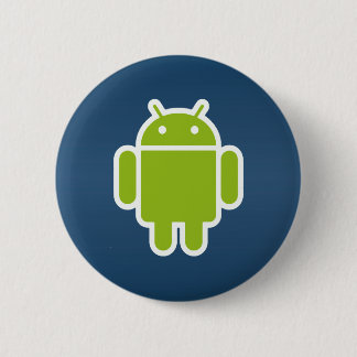 Badge Rond 5 Cm Bouton androïde bleu