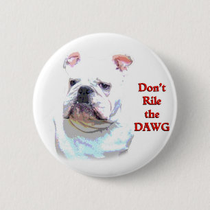 Badge Rond 5 Cm Bouton anglais blanc de bouledogue