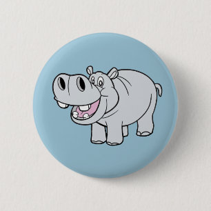 Badge Rond 5 Cm Bouton Animé d'hippopotame