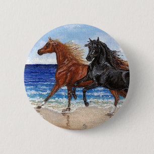 Badge Rond 5 Cm Bouton Arabe de cheval de plage de galop