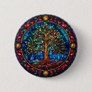 Badge Rond 5 Cm Bouton Arbre de vie