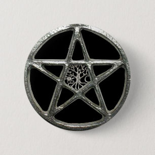 Badge Rond 5 Cm Bouton Arbre Pentacle De Vie