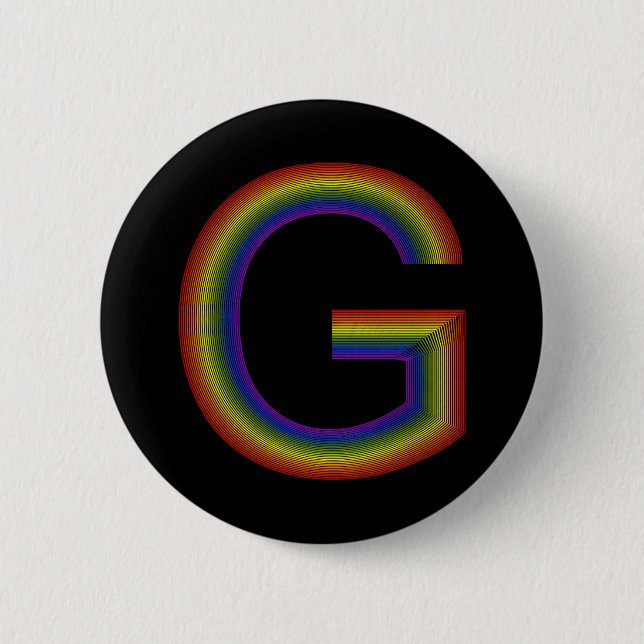 Badge Rond 5 Cm Bouton arc-en-ciel Alphabet G (Devant)