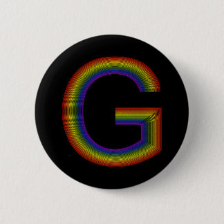 Badge Rond 5 Cm Bouton arc-en-ciel Alphabet G