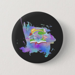 Badge Rond 5 Cm Bouton Arc-en-ciel aquarelle