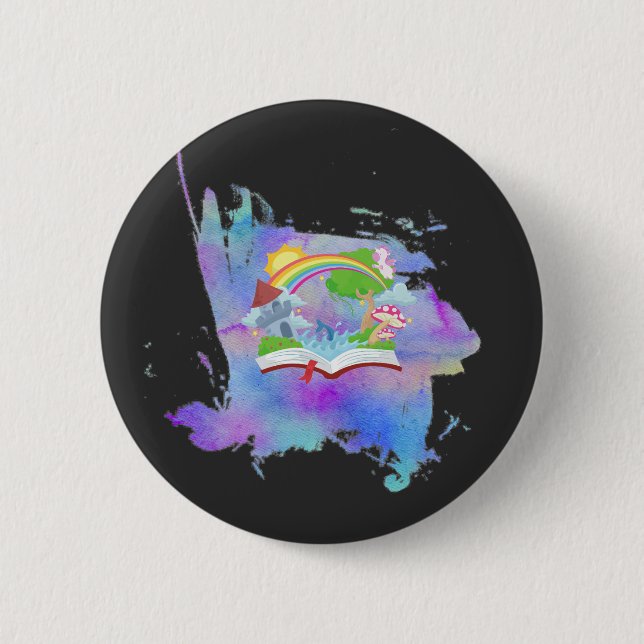 Badge Rond 5 Cm Bouton Arc-en-ciel aquarelle (Devant)