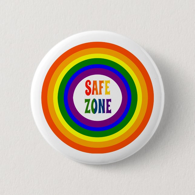Badge Rond 5 Cm Bouton Arc-en-ciel de zone sécurisée (Devant)