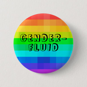 Badge Rond 5 Cm Bouton arc-en-ciel LGBTQ - Prononouns sur les flui