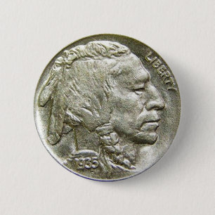 Badge Rond 5 Cm Bouton argenté principal de nickel de 1935 Indiens