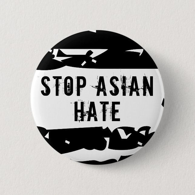 Badge Rond 5 Cm Bouton Arrêter la haine asiatique (Devant)