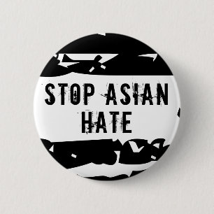 Badge Rond 5 Cm Bouton Arrêter la haine asiatique
