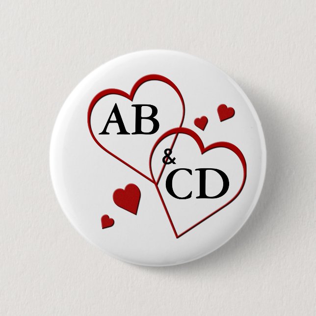 Badge Rond 5 Cm Bouton arrière Modèle deux coeurs (Devant)