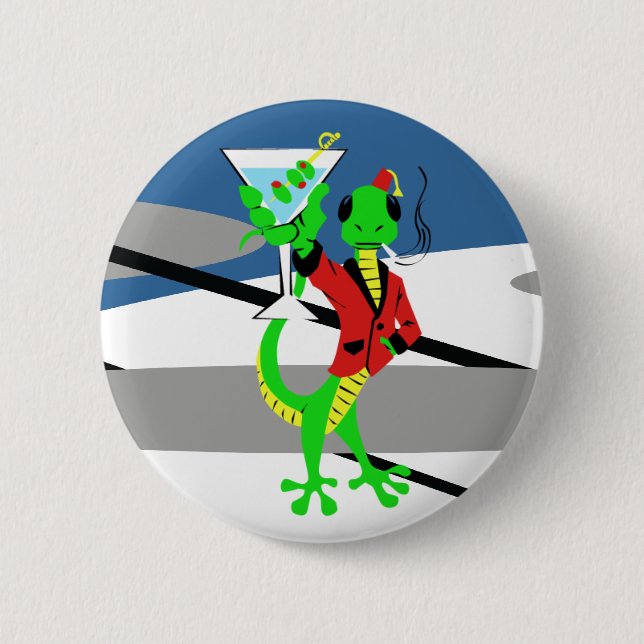 Badge Rond 5 Cm Bouton atomique de lézard de salon (Devant)