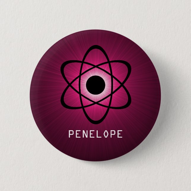 Badge Rond 5 Cm Bouton atomique Nerdy, rose (Devant)