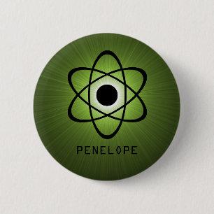 Badge Rond 5 Cm Bouton atomique ringard, vert