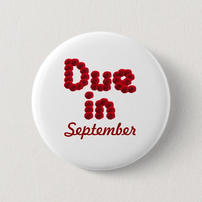 Badge Rond 5 Cm Bouton attendu en septembre (Devant)