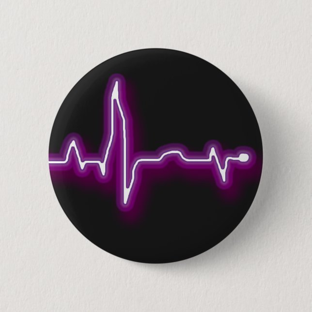 Badge Rond 5 Cm Bouton au néon d'ECG (Devant)