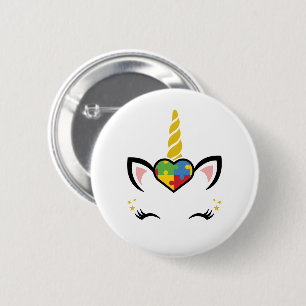 Badge Rond 5 Cm Bouton Autisme Unicorne