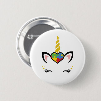 Badge Rond 5 Cm Bouton Autisme Unicorne