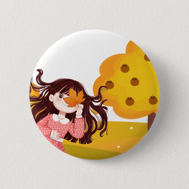 Badge Rond 5 Cm Bouton Automne (Devant)