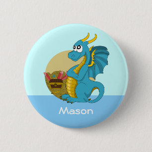 Badge Rond 5 Cm Bouton avec dessin animé de dragon