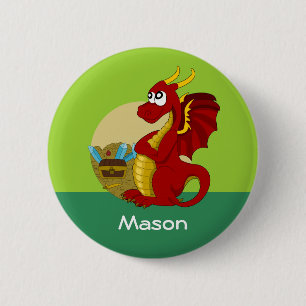 Badge Rond 5 Cm Bouton avec dessin animé de dragon