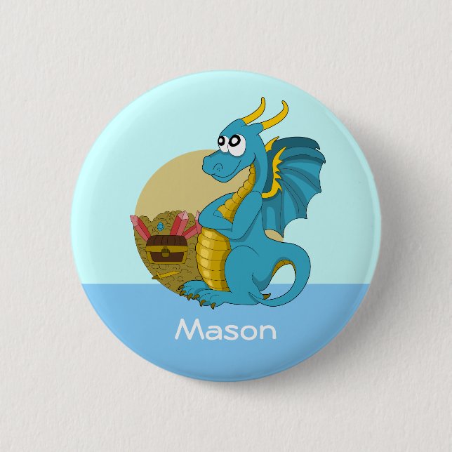 Badge Rond 5 Cm Bouton avec dessin animé du dragon (Devant)